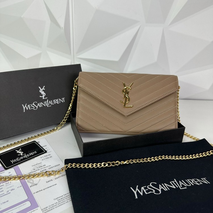 YVES SAİNT LAURENT (YSL) QUİLTED ZARF CAVİAR KUM